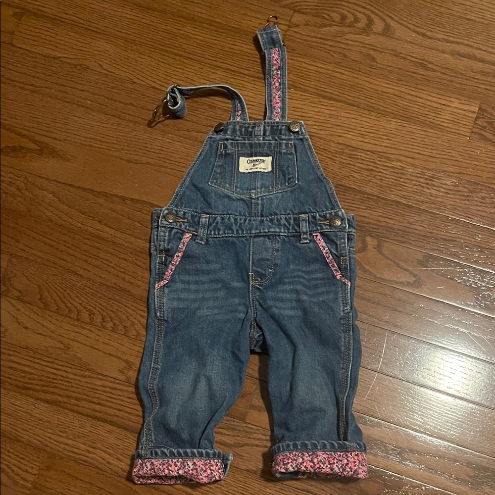 OshKosh B'gosh Denim Overalls with Pink Trim